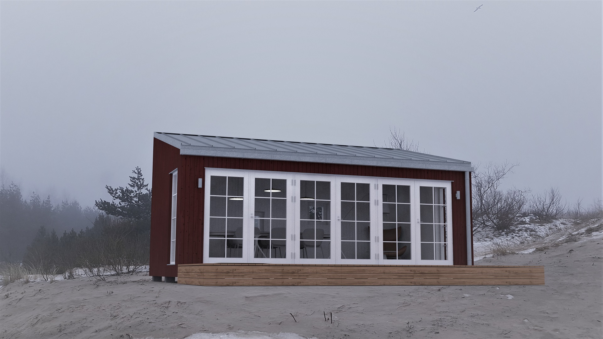 25sqm_red_Modern classic style_Modular house_Baltic House Systems