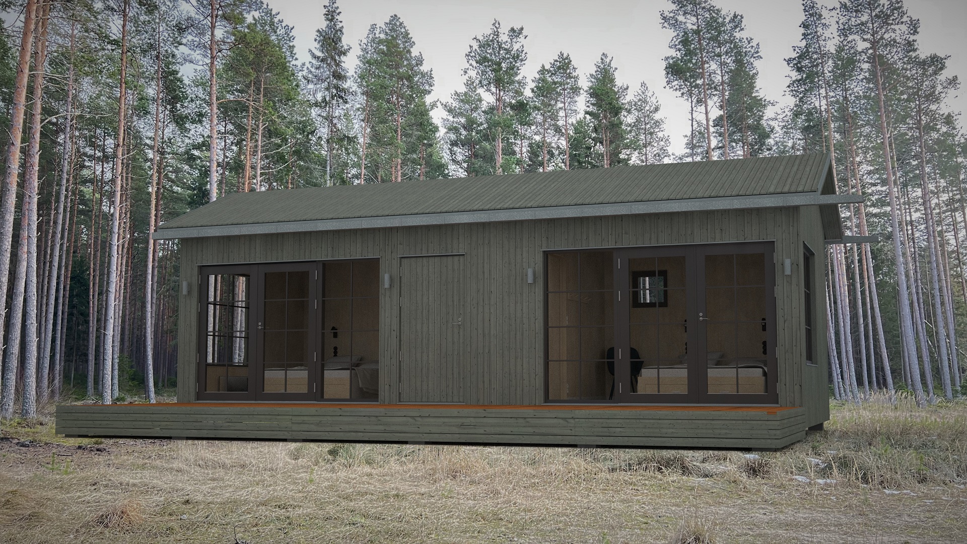 30sqm_grey_Classic extended style_Modular house_Baltic House Systems