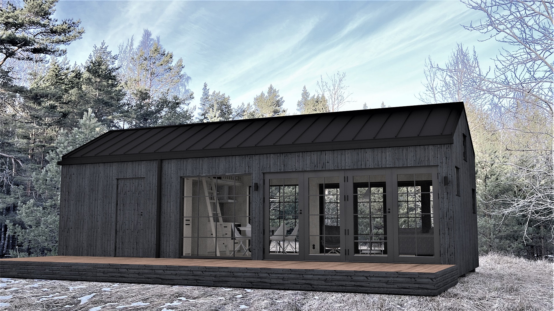 40m2_black_Classic style 3_Modular house_Baltic House Systems