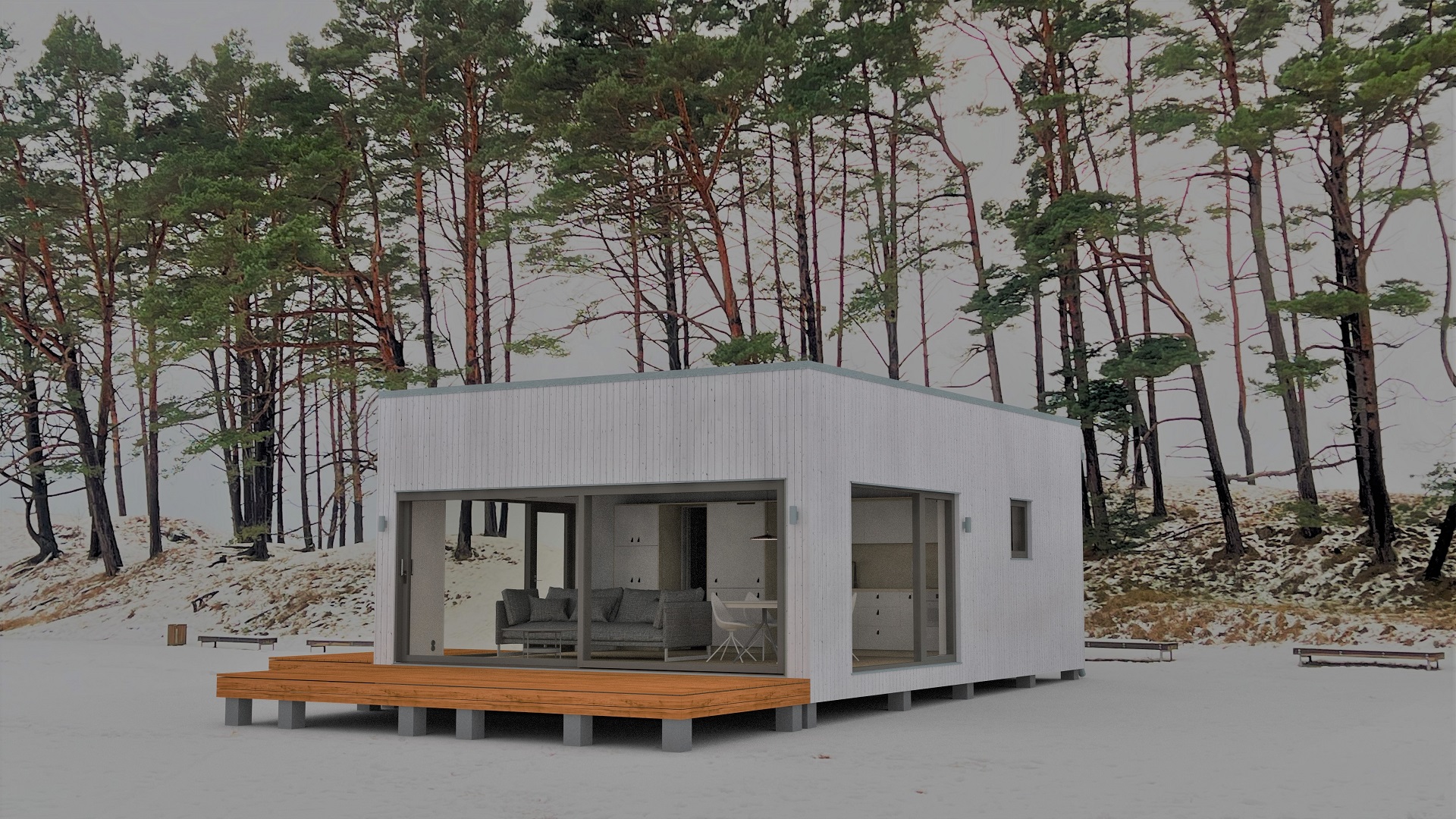 50m2_white_Modern style 2_Modular house_Baltic House Systems