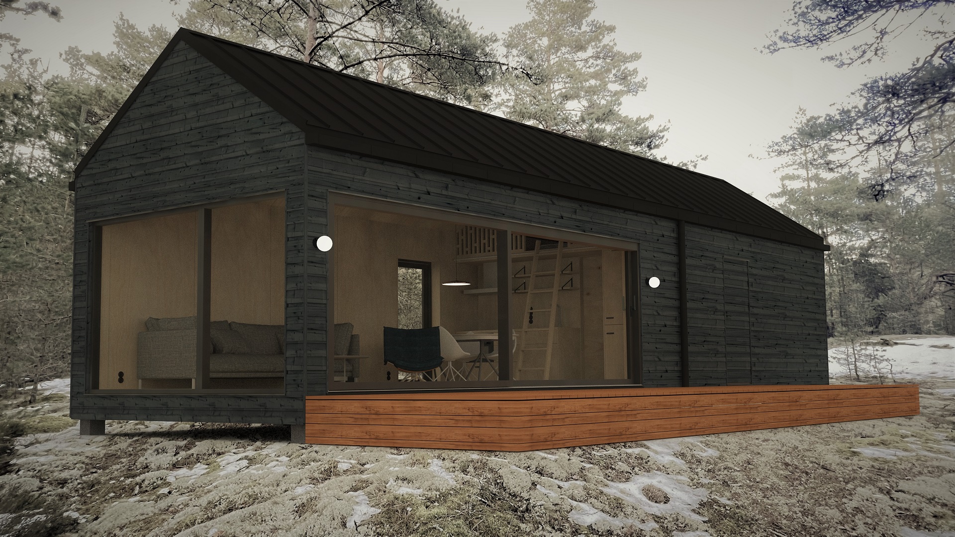 50m2_black_Modern classic style 4_Modular house_Baltic House Systems