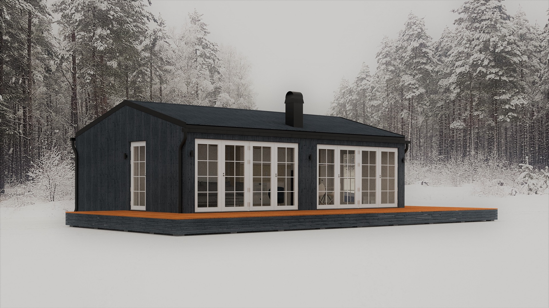 60m2_black_Classic style 3_Modular house_Baltic House Systems