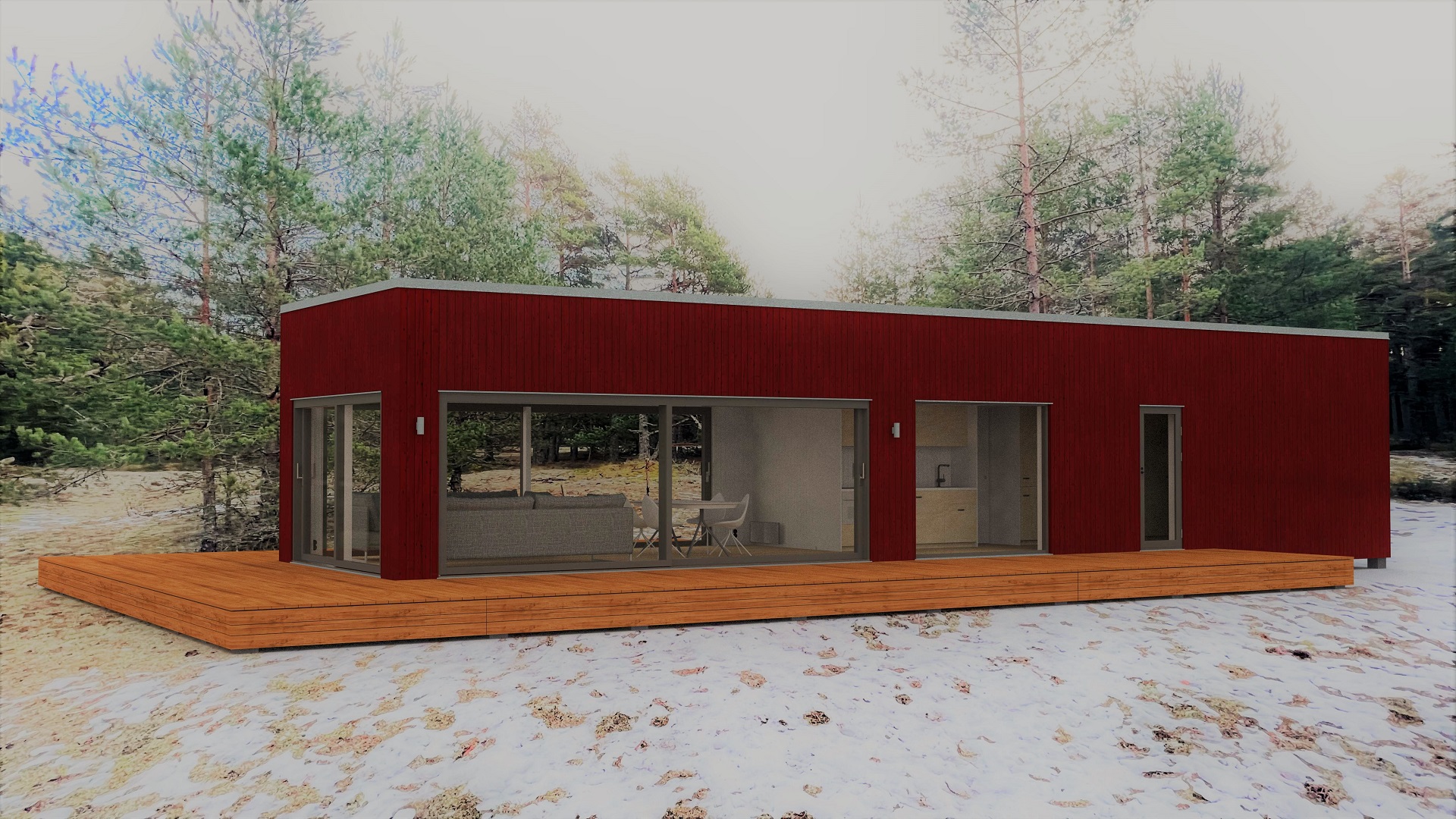 70m2_red_Modern style 1_Modular house_Baltic House Systems