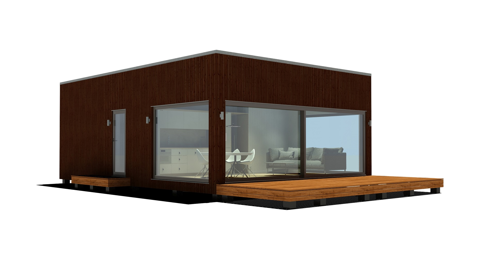60m2_brown_Modern style 2_Modular house_Baltic House Systems_1