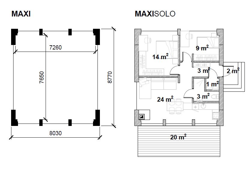 Chalet module_plan_MAXI solo_Modular houses_Baltic House Systems